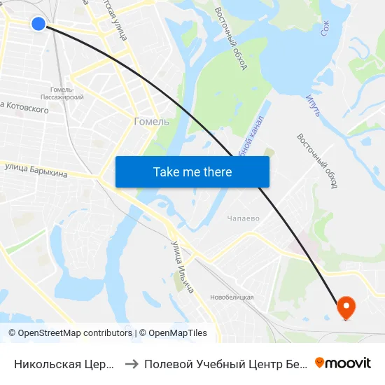 Никольская Церковь to Полевой Учебный Центр Белгута map