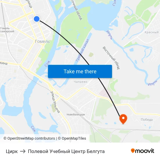 Цирк to Полевой Учебный Центр Белгута map