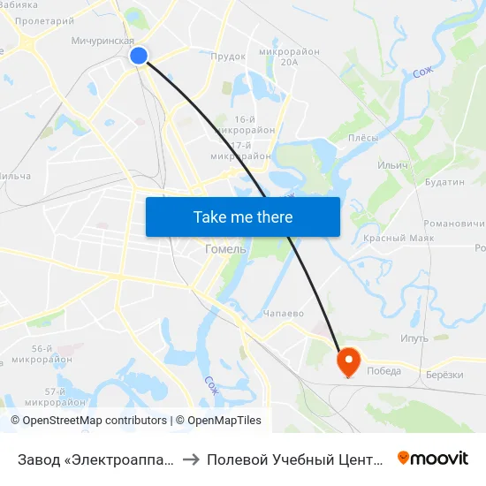 Завод «Электроаппаратура» to Полевой Учебный Центр Белгута map