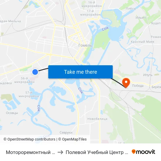 Мотороремонтный Завод to Полевой Учебный Центр Белгута map