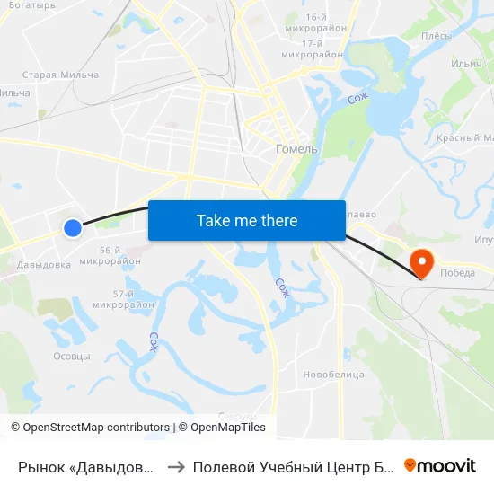 Рынок «Давыдовский» to Полевой Учебный Центр Белгута map