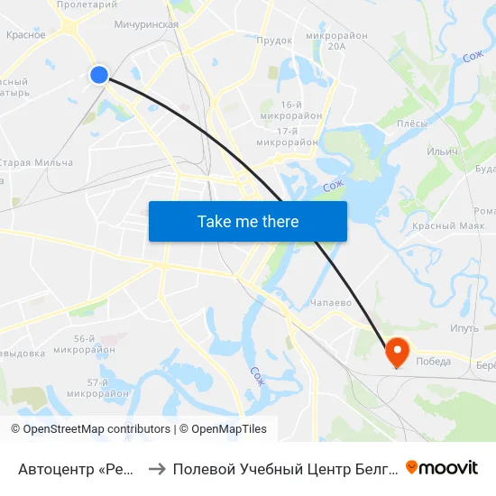 Автоцентр «Рено» to Полевой Учебный Центр Белгута map