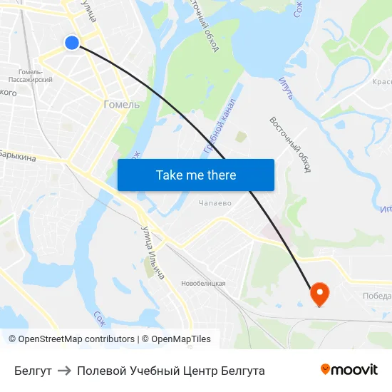 Белгут to Полевой Учебный Центр Белгута map
