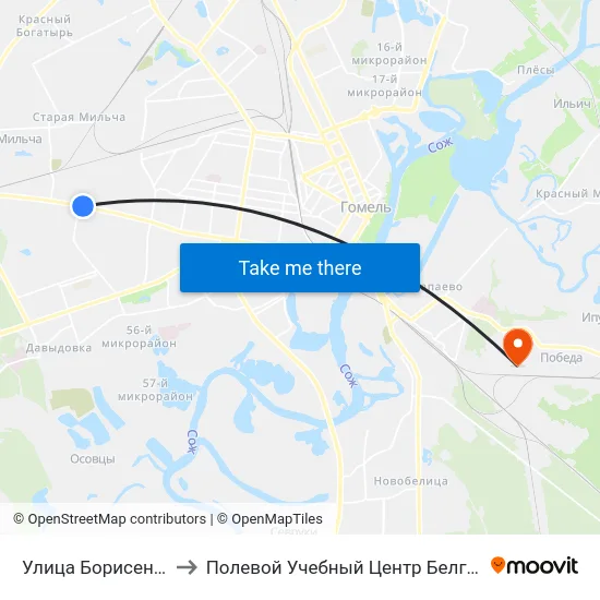 Улица Борисенко to Полевой Учебный Центр Белгута map