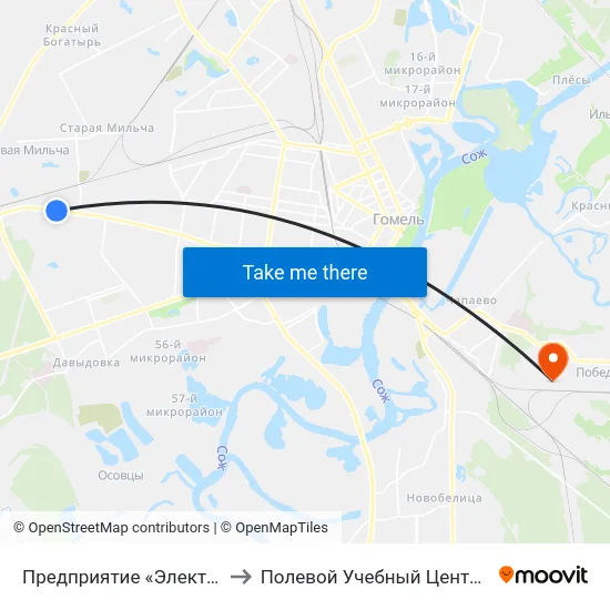 Предприятие «Электросети» to Полевой Учебный Центр Белгута map