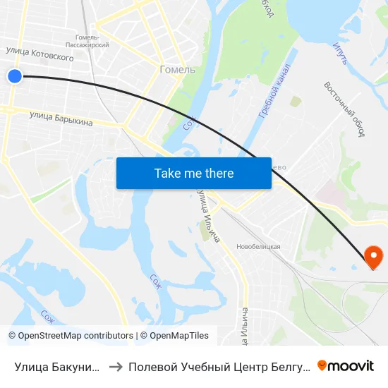 Улица Бакунина to Полевой Учебный Центр Белгута map