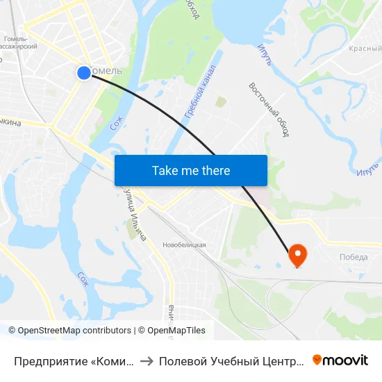 Предприятие «Коминтерн» to Полевой Учебный Центр Белгута map