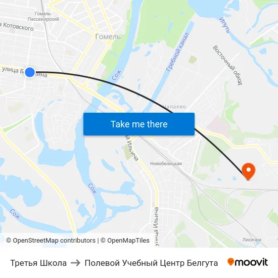 Третья Школа to Полевой Учебный Центр Белгута map