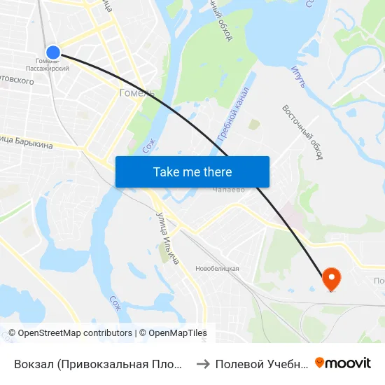 Вокзал (Привокзальная Площадь, У Дк Железнодорожников) to Полевой Учебный Центр Белгута map