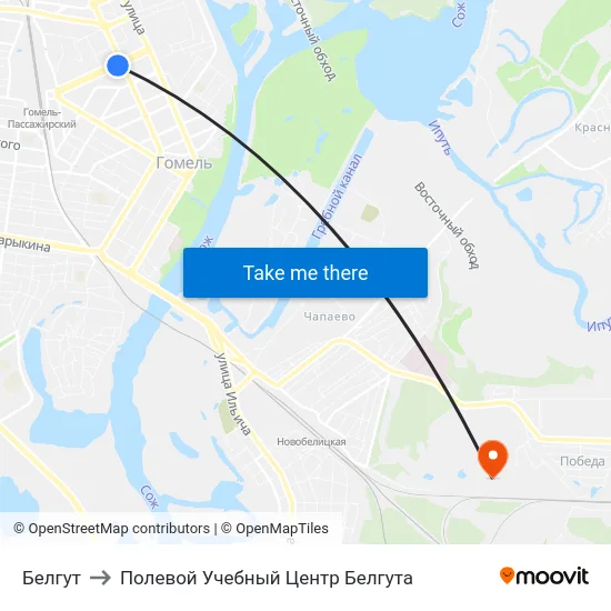 Белгут to Полевой Учебный Центр Белгута map