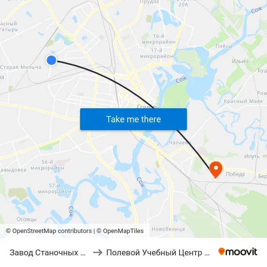 Завод Станочных Узлов to Полевой Учебный Центр Белгута map