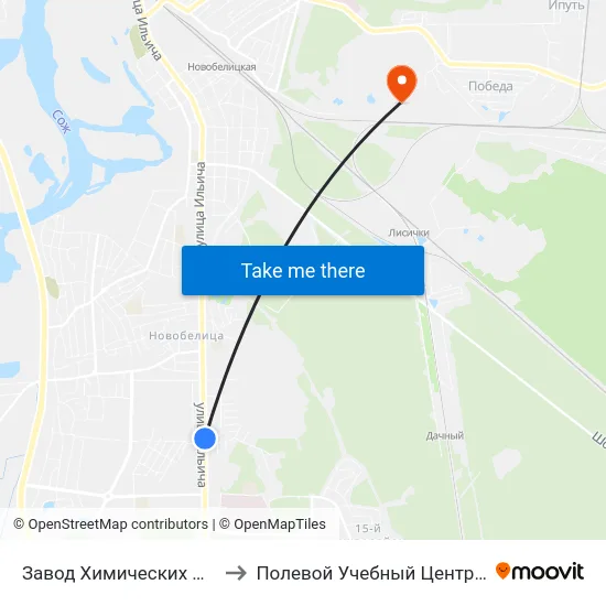 Завод Химических Изделий to Полевой Учебный Центр Белгута map