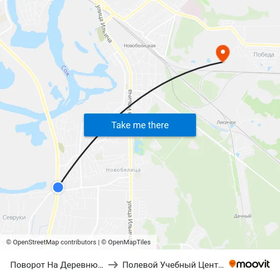 Поворот На Деревню Севруки to Полевой Учебный Центр Белгута map