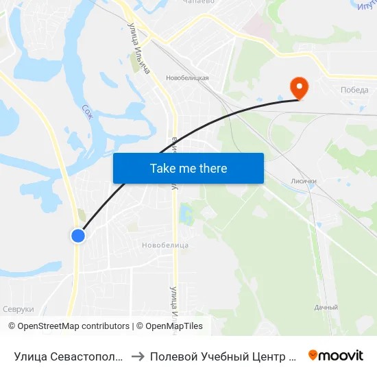 Улица Севастопольская to Полевой Учебный Центр Белгута map