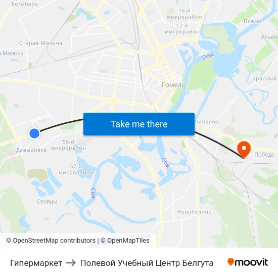 Гипермаркет to Полевой Учебный Центр Белгута map