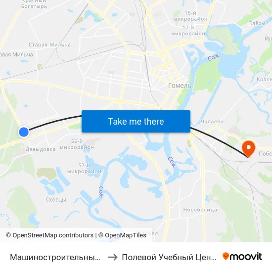 Машиностроительный Колледж to Полевой Учебный Центр Белгута map