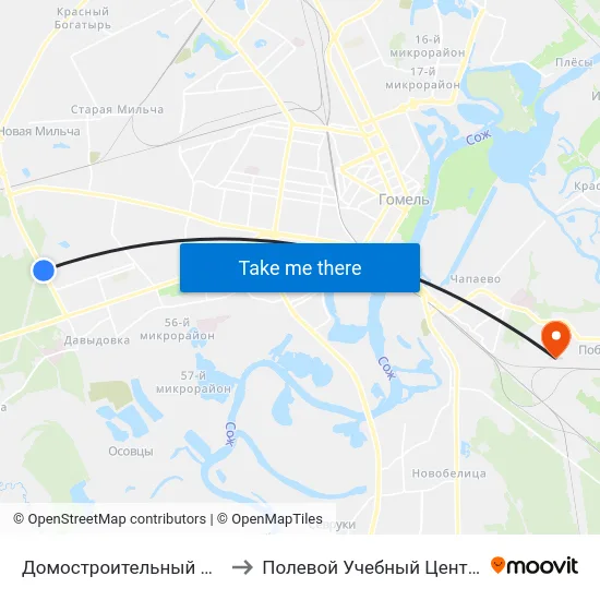Домостроительный Комбинат to Полевой Учебный Центр Белгута map
