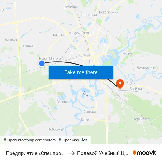 Предприятие «Спецпромавтоматика» to Полевой Учебный Центр Белгута map