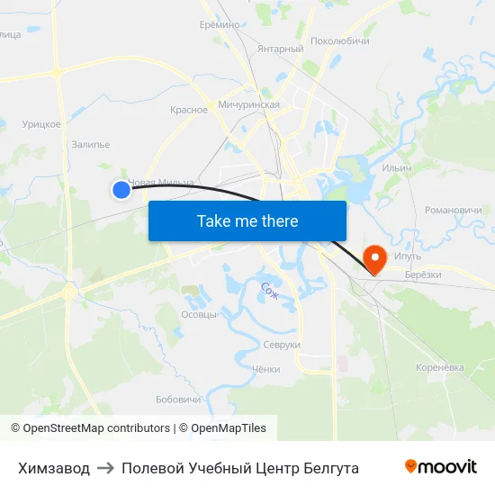 Химзавод to Полевой Учебный Центр Белгута map