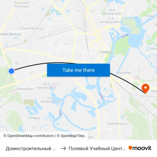 Домостроительный Комбинат to Полевой Учебный Центр Белгута map