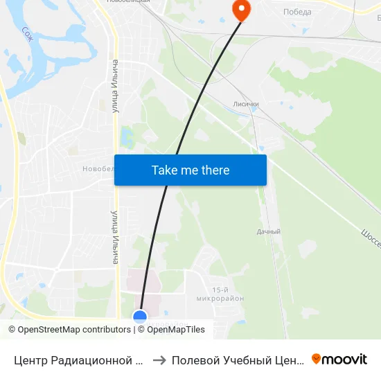 Центр Радиационной Медицины to Полевой Учебный Центр Белгута map