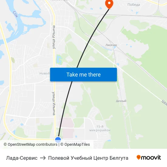 Лада-Сервис to Полевой Учебный Центр Белгута map