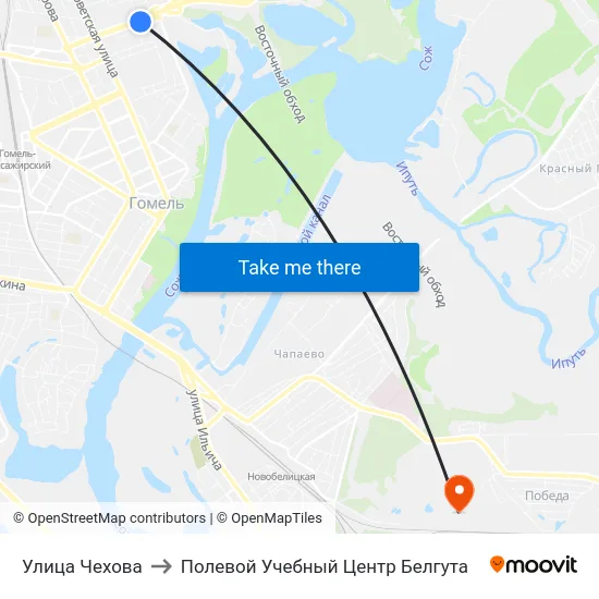 Улица Чехова to Полевой Учебный Центр Белгута map