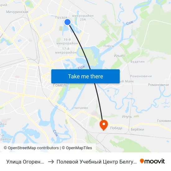 Улица Огоренко to Полевой Учебный Центр Белгута map