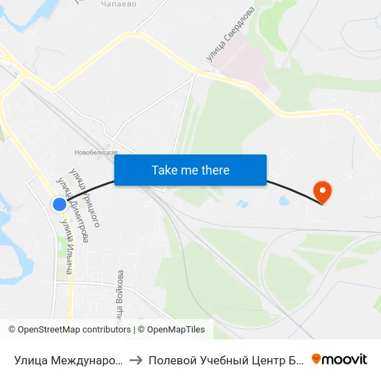 Улица Международная to Полевой Учебный Центр Белгута map
