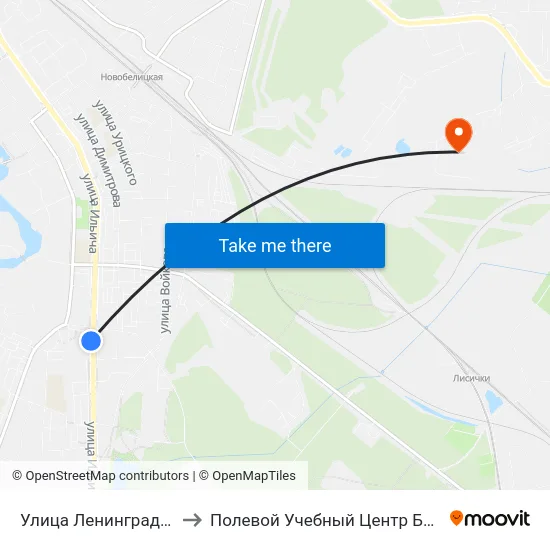 Улица Ленинградская to Полевой Учебный Центр Белгута map