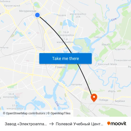 Завод «Электроаппаратура» to Полевой Учебный Центр Белгута map