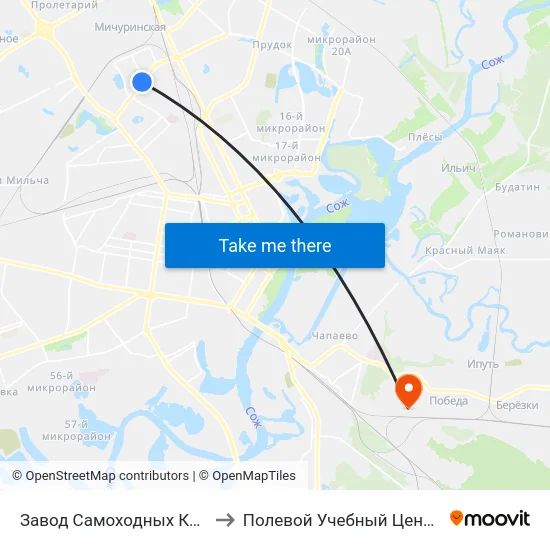 Завод Самоходных Комбайнов to Полевой Учебный Центр Белгута map