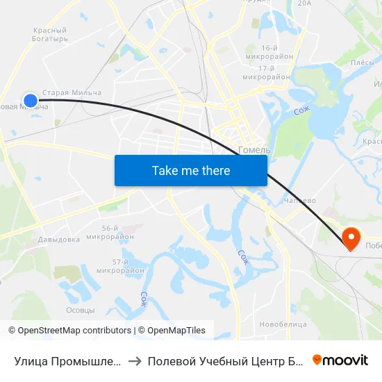 Улица Промышленная to Полевой Учебный Центр Белгута map