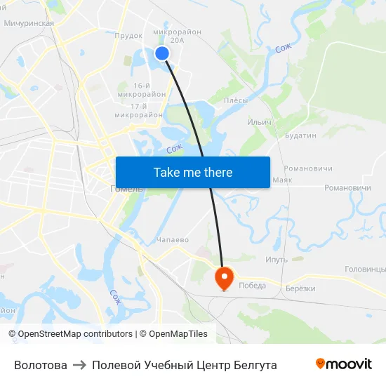 Волотова to Полевой Учебный Центр Белгута map