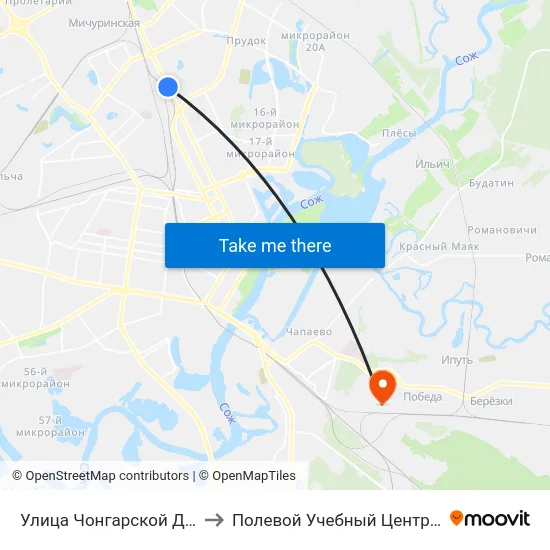 Улица Чонгарской Дивизии to Полевой Учебный Центр Белгута map