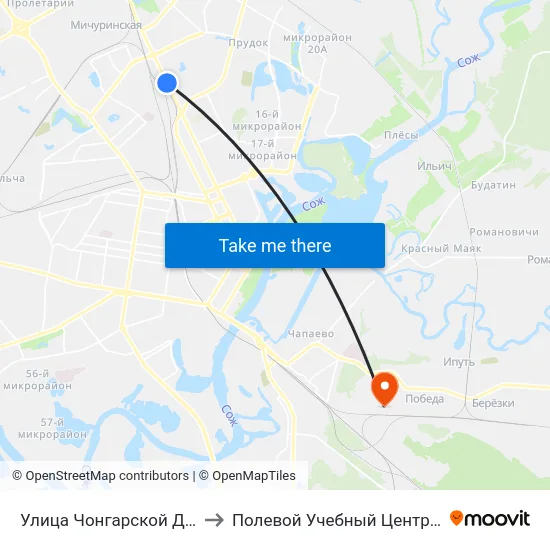 Улица Чонгарской Дивизии to Полевой Учебный Центр Белгута map