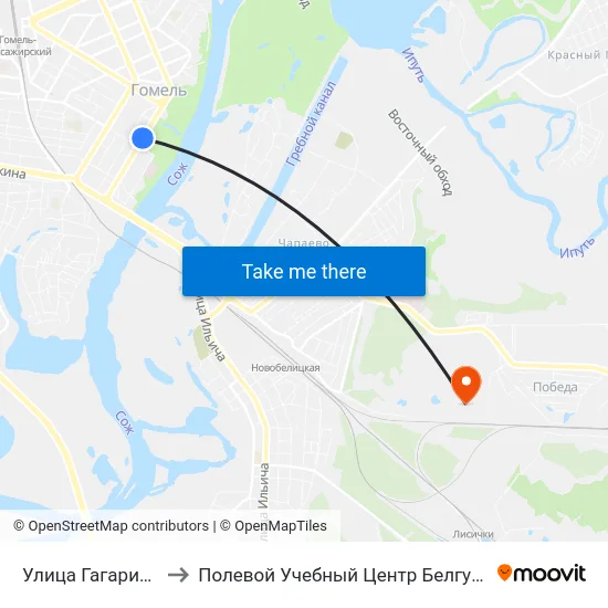 Улица Гагарина to Полевой Учебный Центр Белгута map