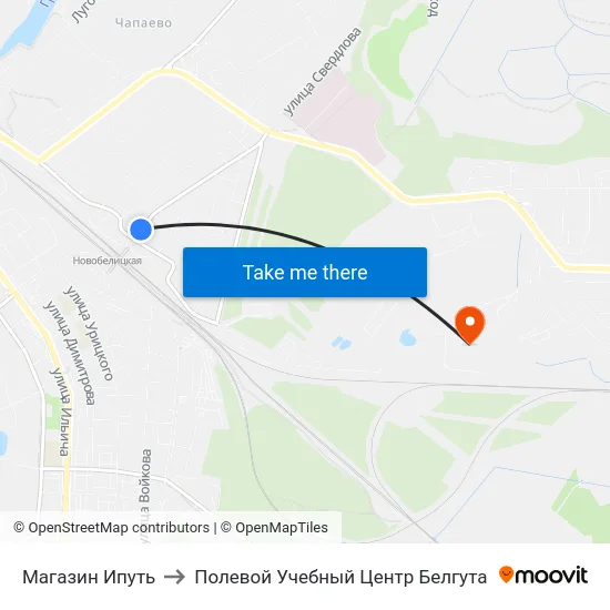 Магазин Ипуть to Полевой Учебный Центр Белгута map