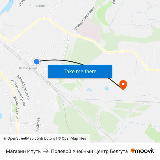 Магазин Ипуть to Полевой Учебный Центр Белгута map
