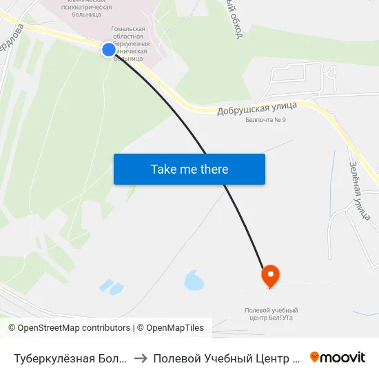 Туберкулёзная Больница to Полевой Учебный Центр Белгута map