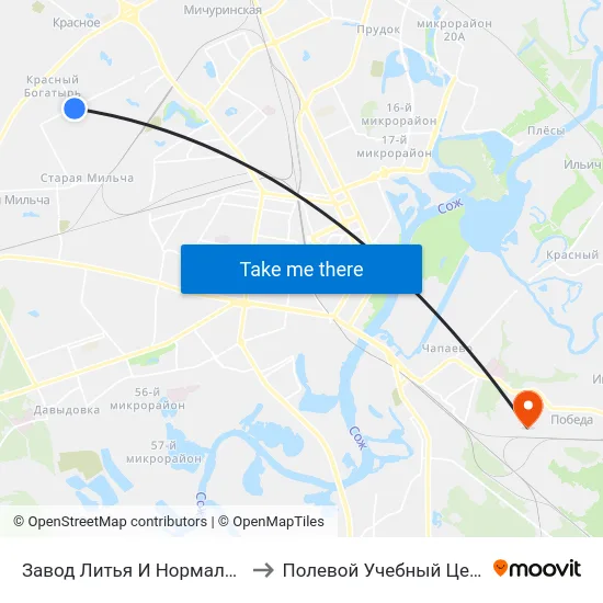 Завод Литья И Нормалей (Высадка) to Полевой Учебный Центр Белгута map