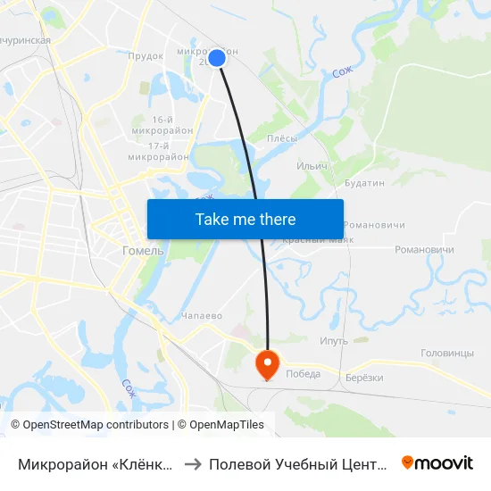Микрорайон «Клёнковский» to Полевой Учебный Центр Белгута map