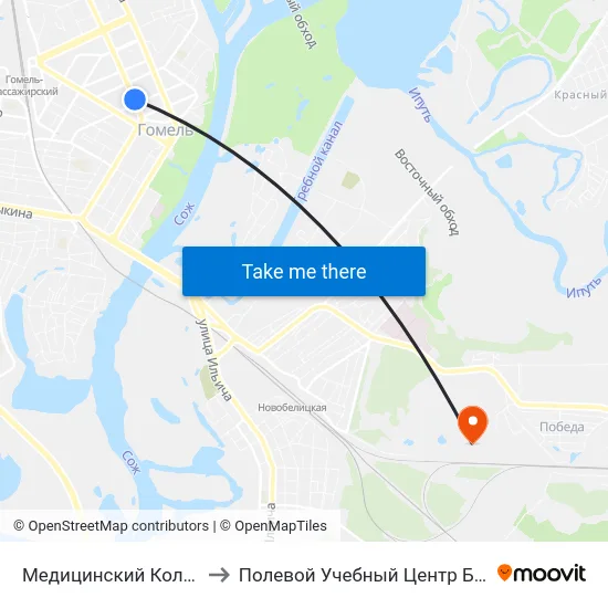 Медицинский Колледж to Полевой Учебный Центр Белгута map