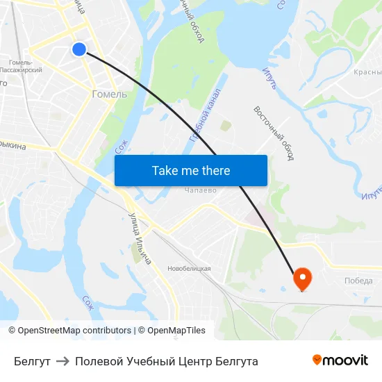 Белгут to Полевой Учебный Центр Белгута map