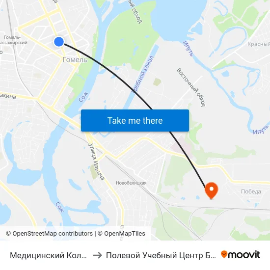 Медицинский Колледж to Полевой Учебный Центр Белгута map