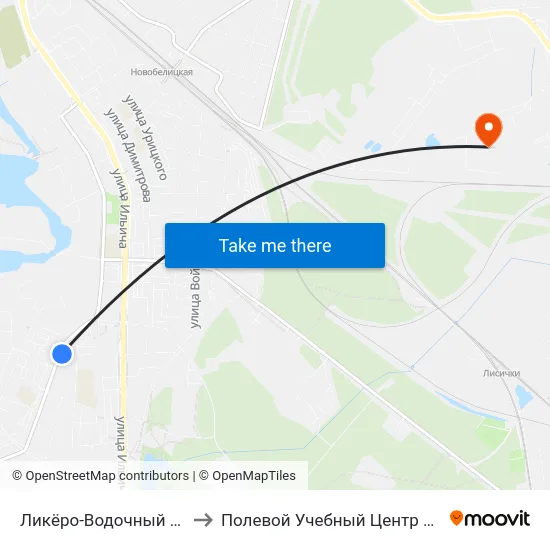Ликёро-Водочный Завод to Полевой Учебный Центр Белгута map