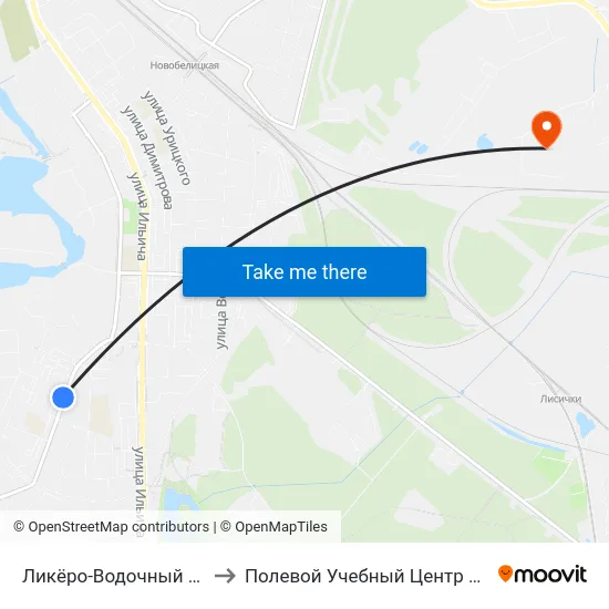 Ликёро-Водочный Завод to Полевой Учебный Центр Белгута map