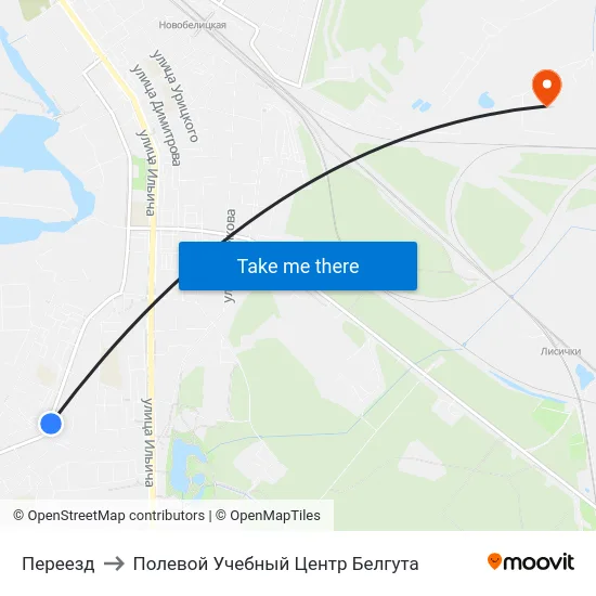 Переезд to Полевой Учебный Центр Белгута map