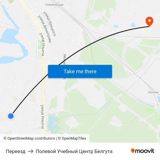Переезд to Полевой Учебный Центр Белгута map