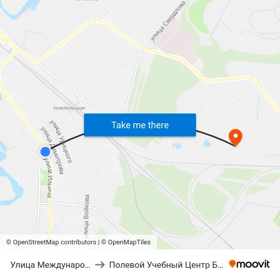 Улица Международная to Полевой Учебный Центр Белгута map